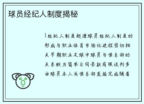 球员经纪人制度揭秘